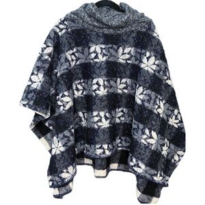 Anthropologie Wintertide Wool Blend Reversible Poncho One Size Lagenlook Artsy